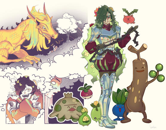 Brassius from pokemon suit design fanart.